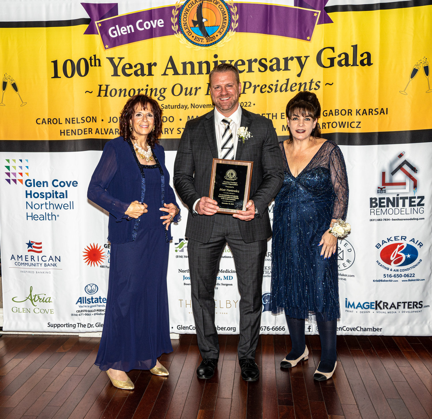 Dr. Maxine Cappel Mayreis, the chamber’s vice president, and Mary Stanco, its community liaison, recognized Matt Nartowicz for his dedication to the chamber as its current president.